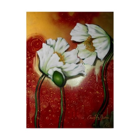 Cherie Roe Dirksen 'White Poppies On Red' Canvas Art,35x47